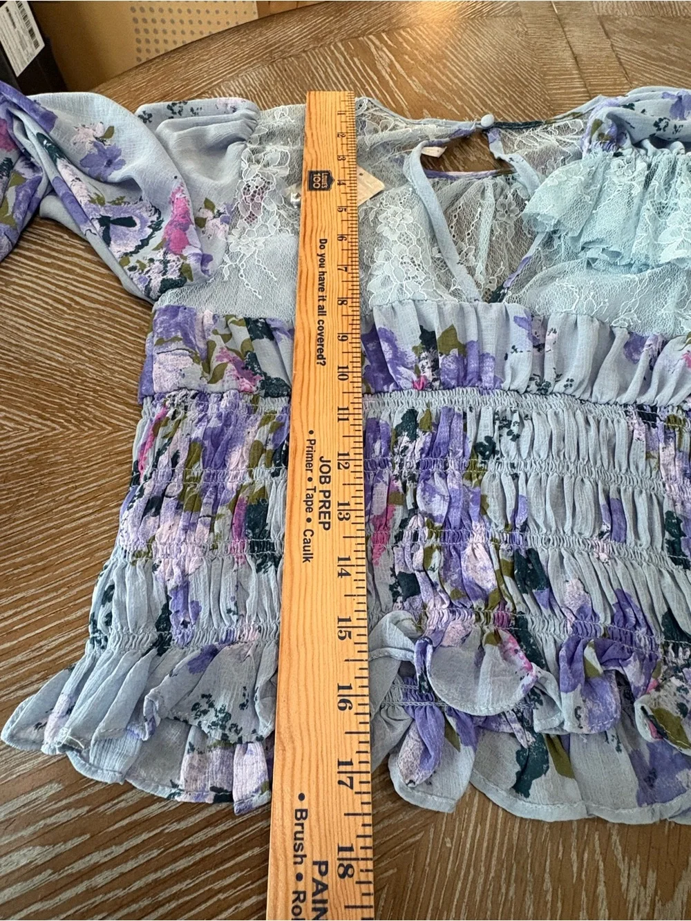 Free People Daphne Blouse in Silver Blue Combo Floral Lace Small NWT